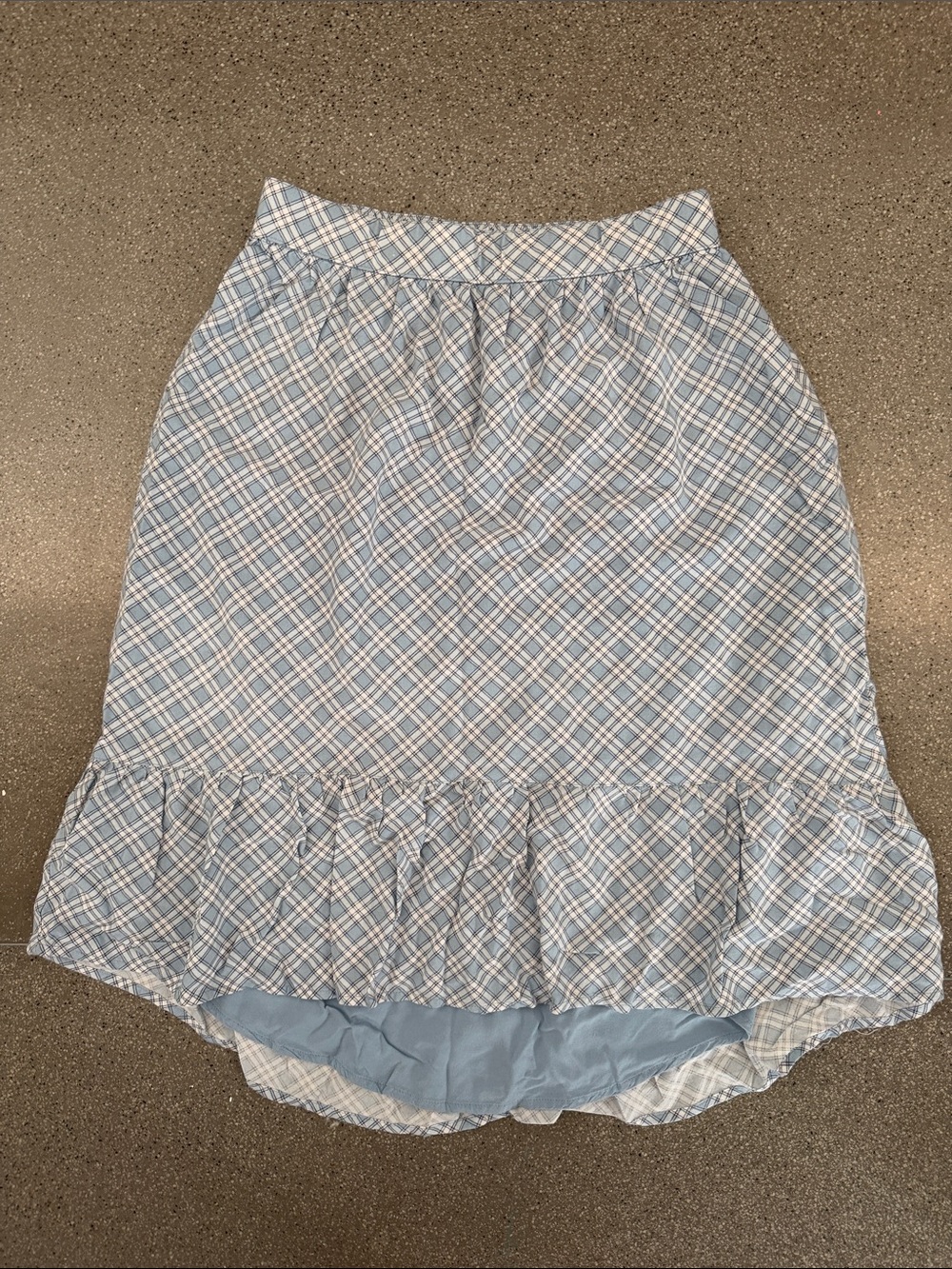 abercrombie kids Blue and White Plaid Ruffle-Hem Skirt
